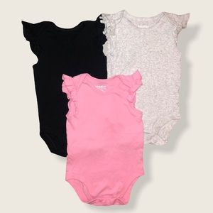 Pink, Grey, and Black Baby Bodysuits 18-24M